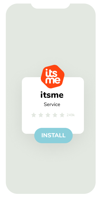 A mockup of a phone showing a simplified and stylized version of the itsme appversion 